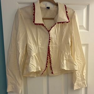 Cider Cream Blouse with Red Accents